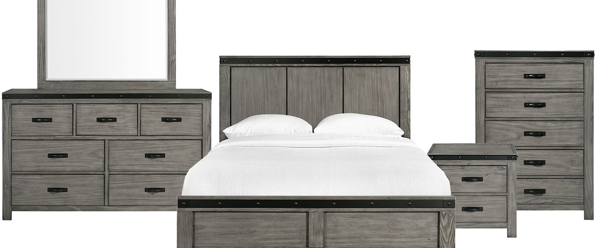 Contemporary Queen Panel 5-Piece Bedroom Set