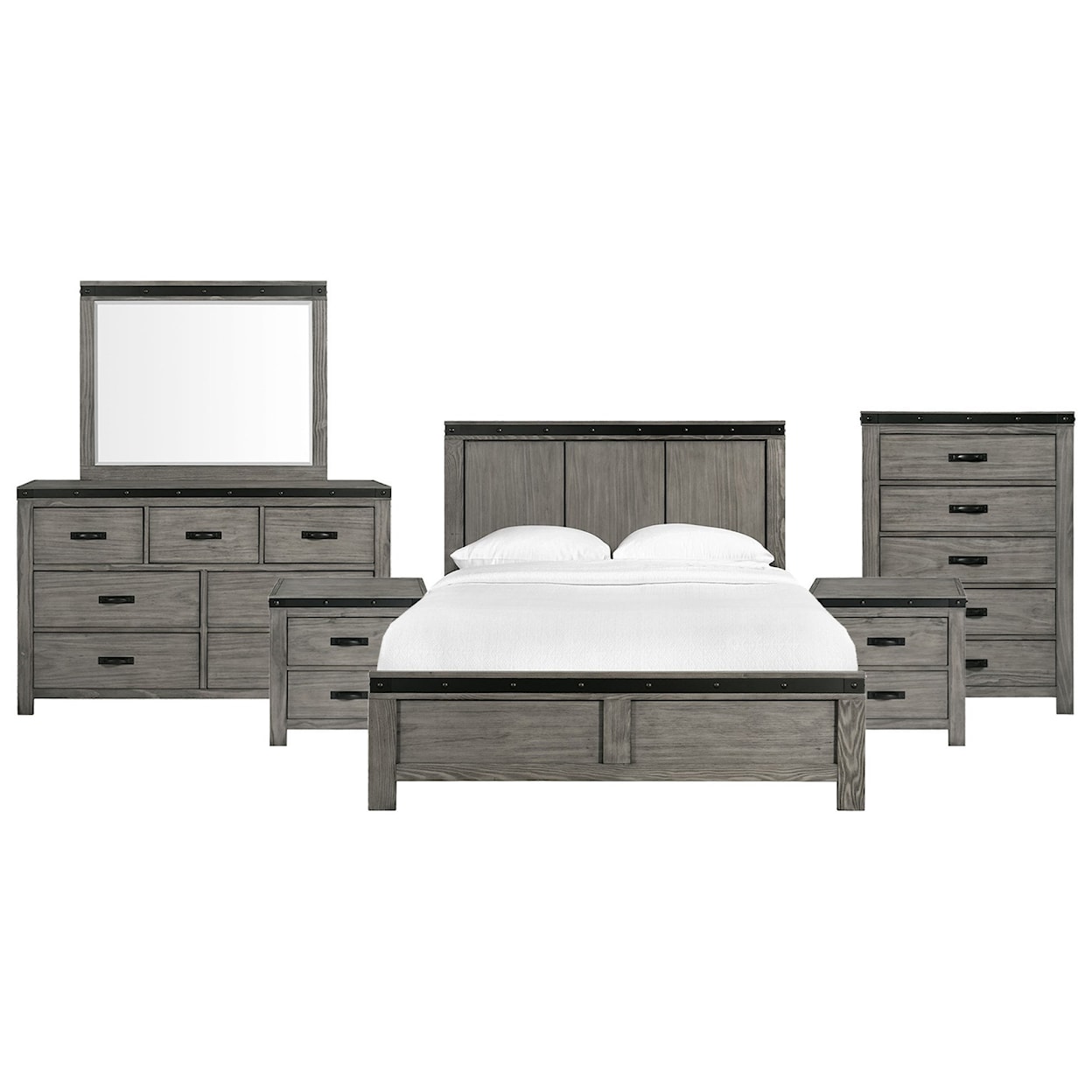 Elements International Wade Queen Panel 6-Piece Bedroom Set