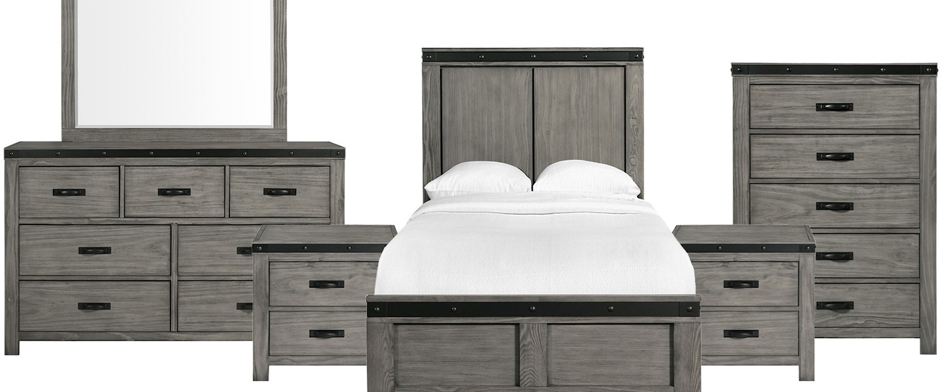 Contemporary Twin Panel 6-Piece Bedroom Set