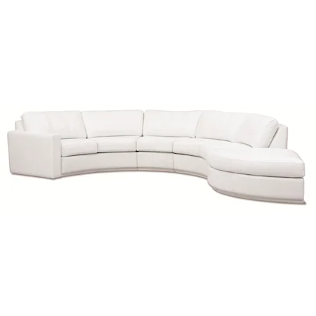 Contemporary Leather Curved Sectional Sofa