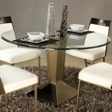 42" Round Pedestal Dining Table with Glass Top