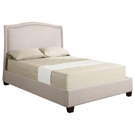 Contemporary Upholstered Queen Bed with Nailhead Trim