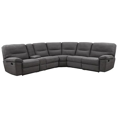 Contemporary Reclining Sectional Sofa with Console and Cupholders