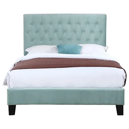 Transitional Tufted Queen Size Bed