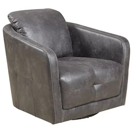 Transitional Swivel Tub Chair with Button Tufting