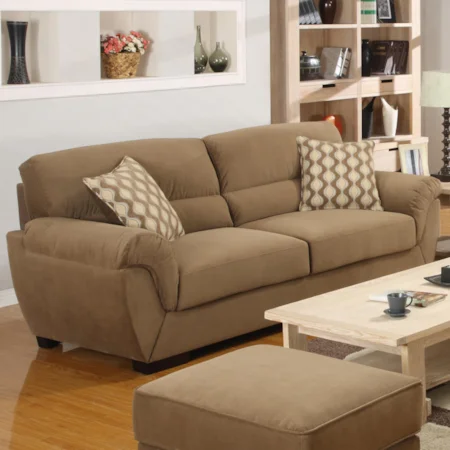 Casual Styled Sofa with Plush Upholstered Seat Cushions