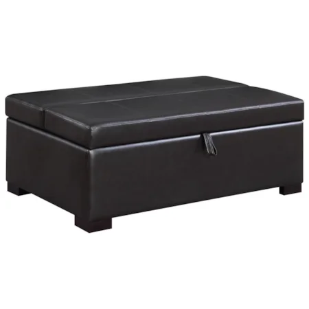 Faux Leather Ottoman with Pull-Out Twin Gel Foam Sleeper Mattress