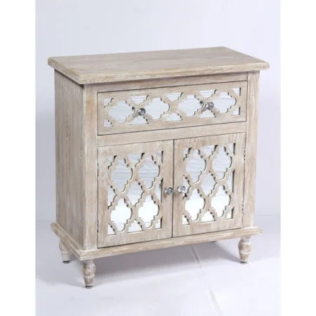 Vintage Mirrored Accent Chest with 1 Drawer and 2 Doors