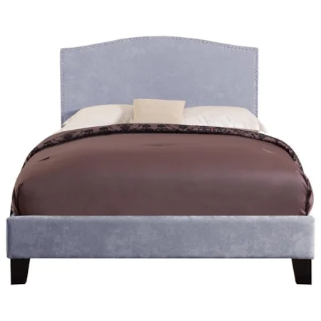 Transitional Full Size Upholstered Bed with Nailhead Trim
