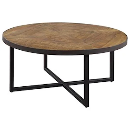 Round Cocktail Table with Metal Base