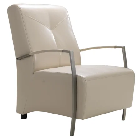 Upholstered Accent Chair with Brushed Stainless Steel Frame