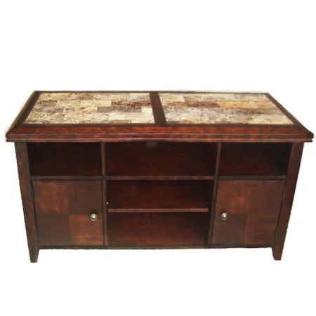 2 Door, 3 Shelf TV Credenza with Marble Laminate Top