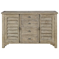Relaxed Vintage Buffet with Drawers & Doors and Sandstone Finish