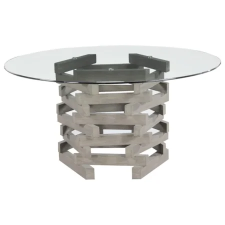 Contemporary Rustic Round Dining Table with Glass Top