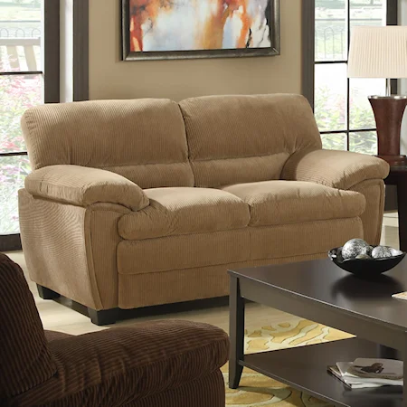 Corduroy-Like Loveseat with Pillow Arms