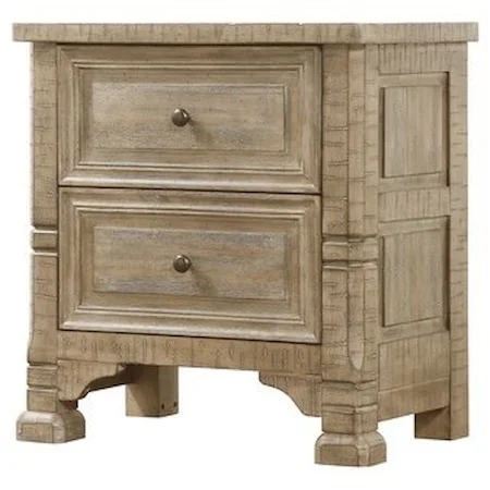 Transitional Nightstand with 2 Drawers, USB/AC Port, and Wire Access