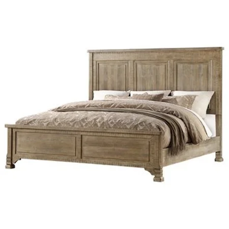Transitional King Panel Bed with Prominent Headboard