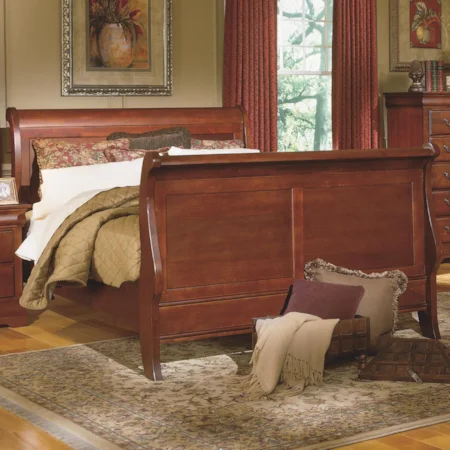 Twin-Size Traditional Sleigh Bed with Panel Details