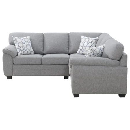 Transitional 2-Piece Sectional Sofa Sleeper with 3 Accent Pillows