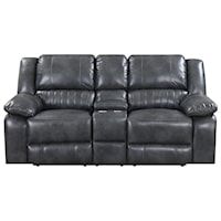 Casual Reclining Console Loveseat with Storage Console and Cup Holders