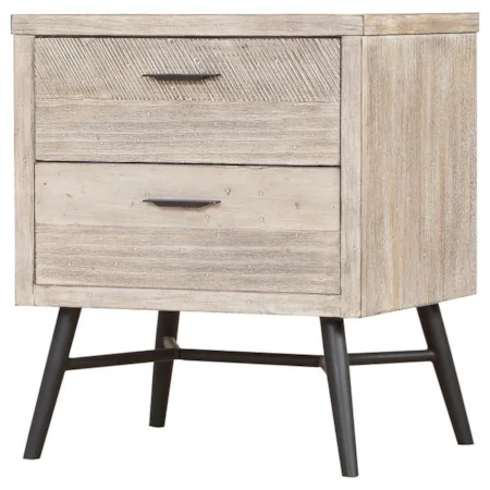 Contemporary 2-Drawer Nightstand with USB Ports and Outlets