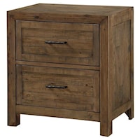 Rustic 2-Drawer Nightstand with Metal Hardware