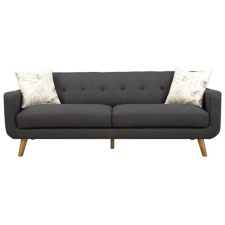 Tufted Back Contemporary Sofa with 2 Accent Pillows