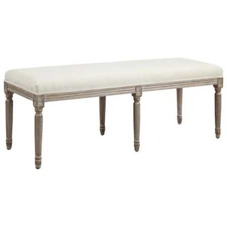 Relaxed Vintage Dining Bench with Upholstered Seat