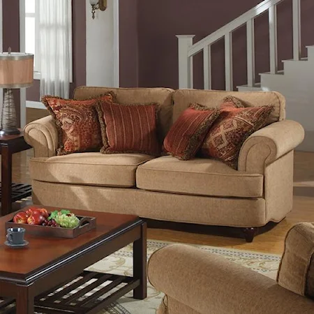 Loveseat with Rolled Arms and Arrow Feet