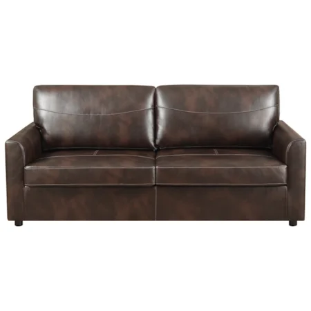 Faux Leather Full Sleeper Sofa w/ Gel Foam Mattress