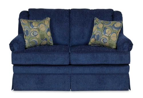 Traditional Skirted Loveseat with Rolled Arms