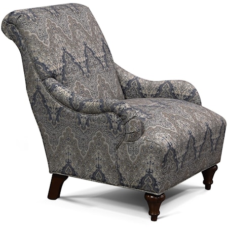 Cottage Accent Chair with Traditional Furniture Style and Rolled Back