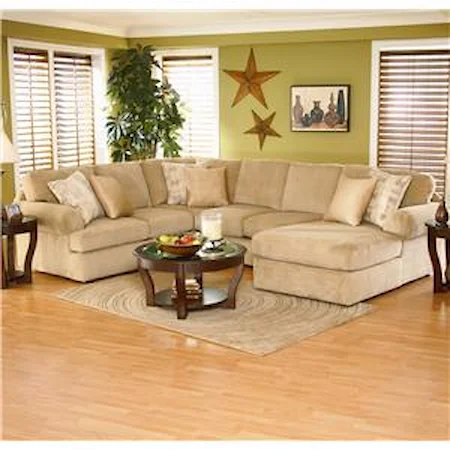 Right Chaise Sectional Sofa with Large Cushions