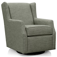 Transitional Swivel Glider Chair with Slight Scoop Arms