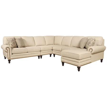 Seven Seat Sectional Sofa with Right Side Chaise