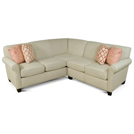 Casual Small Corner Sectional Sofa with Rolled Arms