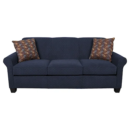 Casual Rolled Arm Sofa With Accent Pillows