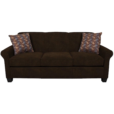 Casual Rolled Arm Sofa With Accent Pillows