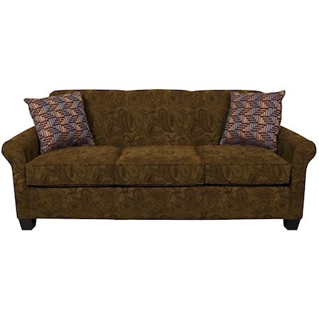 Casual Rolled Arm Sofa With Accent Pillows