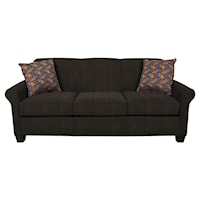 Casual Rolled Arm Sofa With Accent Pillows