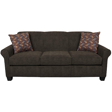 Casual Rolled Arm Sofa With Accent Pillows