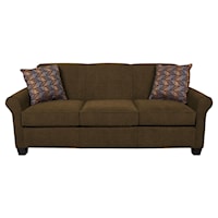 Casual Rolled Arm Sofa With Accent Pillows