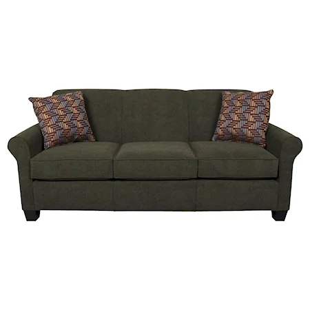 Casual Rolled Arm Sofa With Accent Pillows