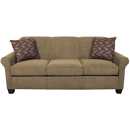 Casual Rolled Arm Sofa With Accent Pillows