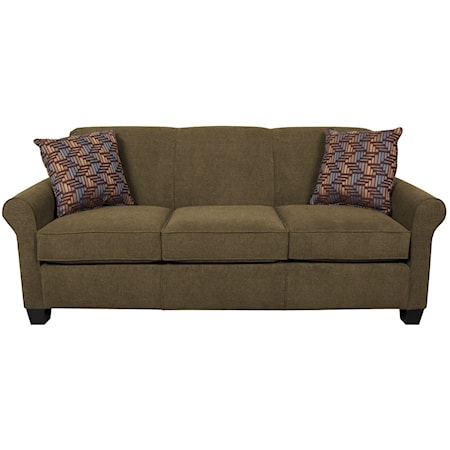 Casual Rolled Arm Sofa With Accent Pillows