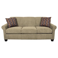 Casual Rolled Arm Sofa With Accent Pillows