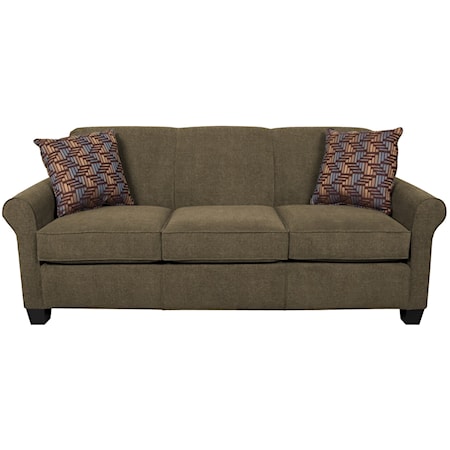 Casual Rolled Arm Sofa With Accent Pillows