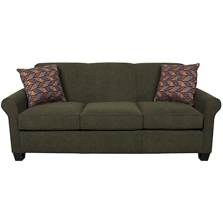 Casual Rolled Arm Sofa With Accent Pillows