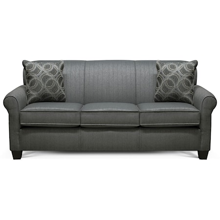 Casual Rolled Arm Sofa With Accent Pillows