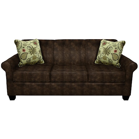 Casual Rolled Arm Sofa With Accent Pillows